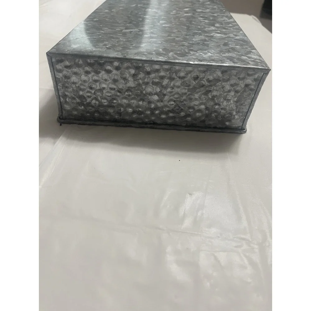 Hammered Galvanized Divided Napkin Tray Towle Living Rustic Farmhouse Metal